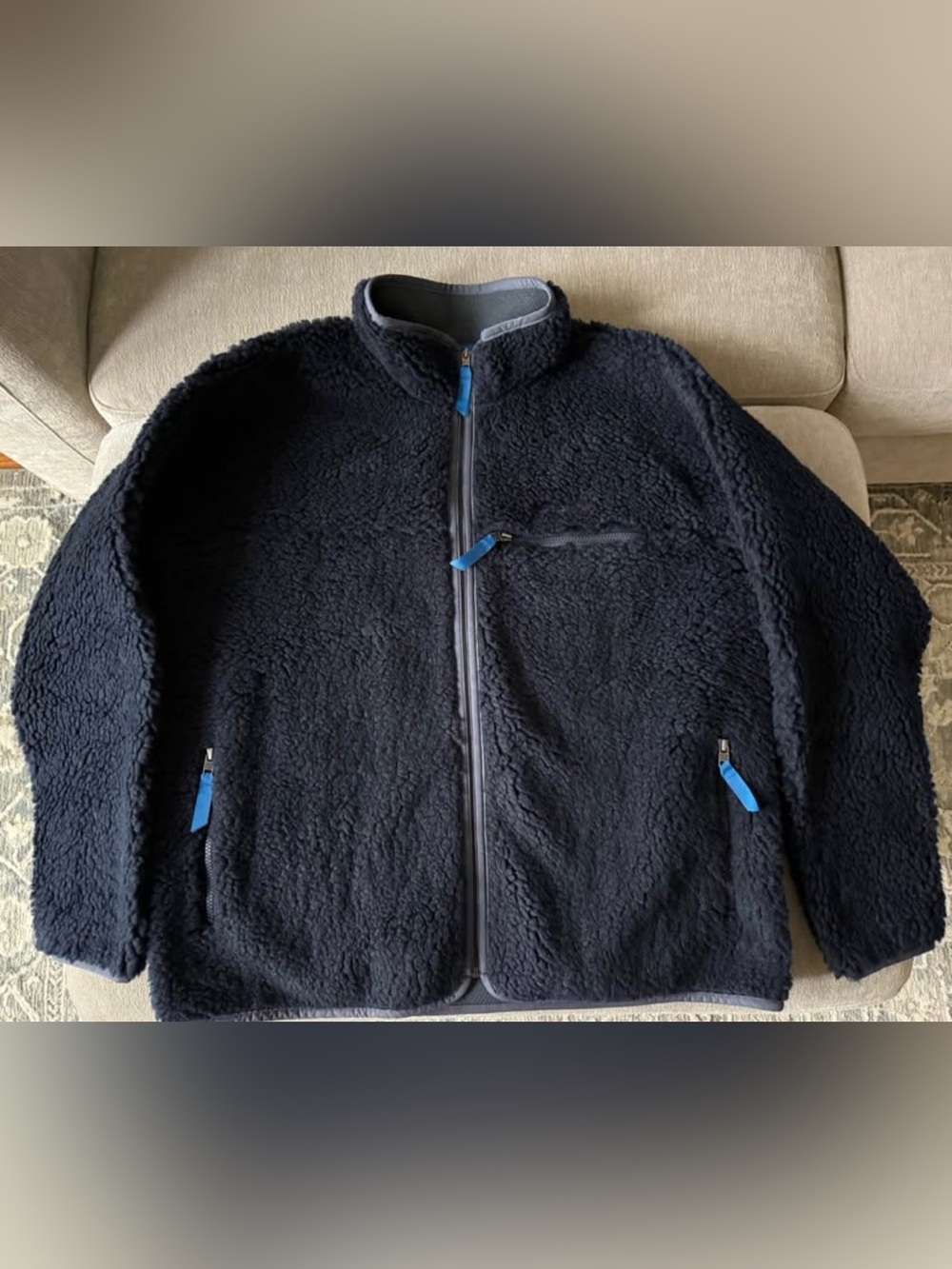 Patagonia Natural Blend Retro Cardigan Pitch Blue Fleece Jacket XL - Picture 2 of 6